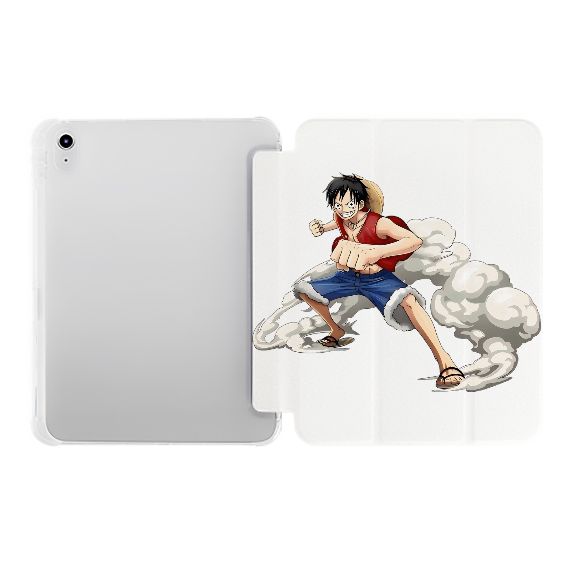 （画像用） ワンピース モンキー・D・ルフィ ONE PIECE Monkey D. Luffy IPad ケース ペン収納付き 三つ折りスタンド PUレザー×シリコン 対応機種9.5/10.5/10.9インチ